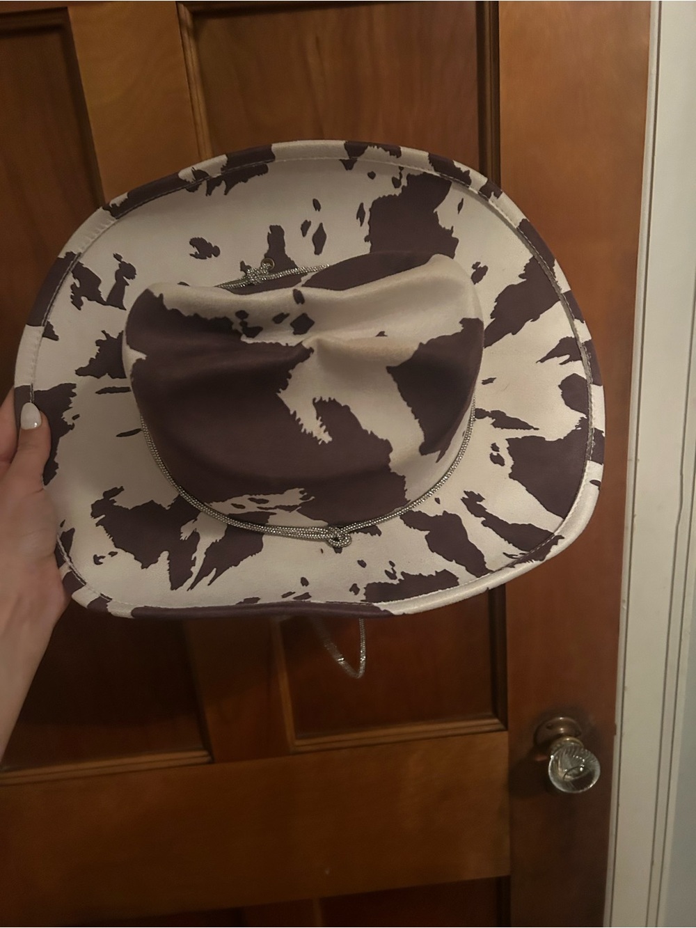Cowprint Western Hat - Brown & Cream